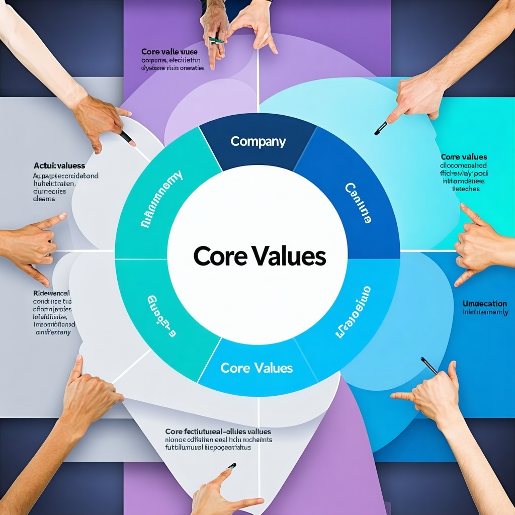 core values of a compnay generate only image withoutany ohter description only show core values in the center with a circle